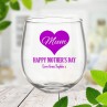 Mum in Heart Stemless Wine Glass