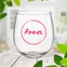 Name in Circle Stemless Wine Glass