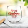Merry Christmas Stemless Wine Glass