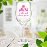 Mum Crown Wine Glass