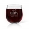 Crown Engraved Stemless Wine Glass