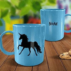 Black Unicorn Plastic Mug